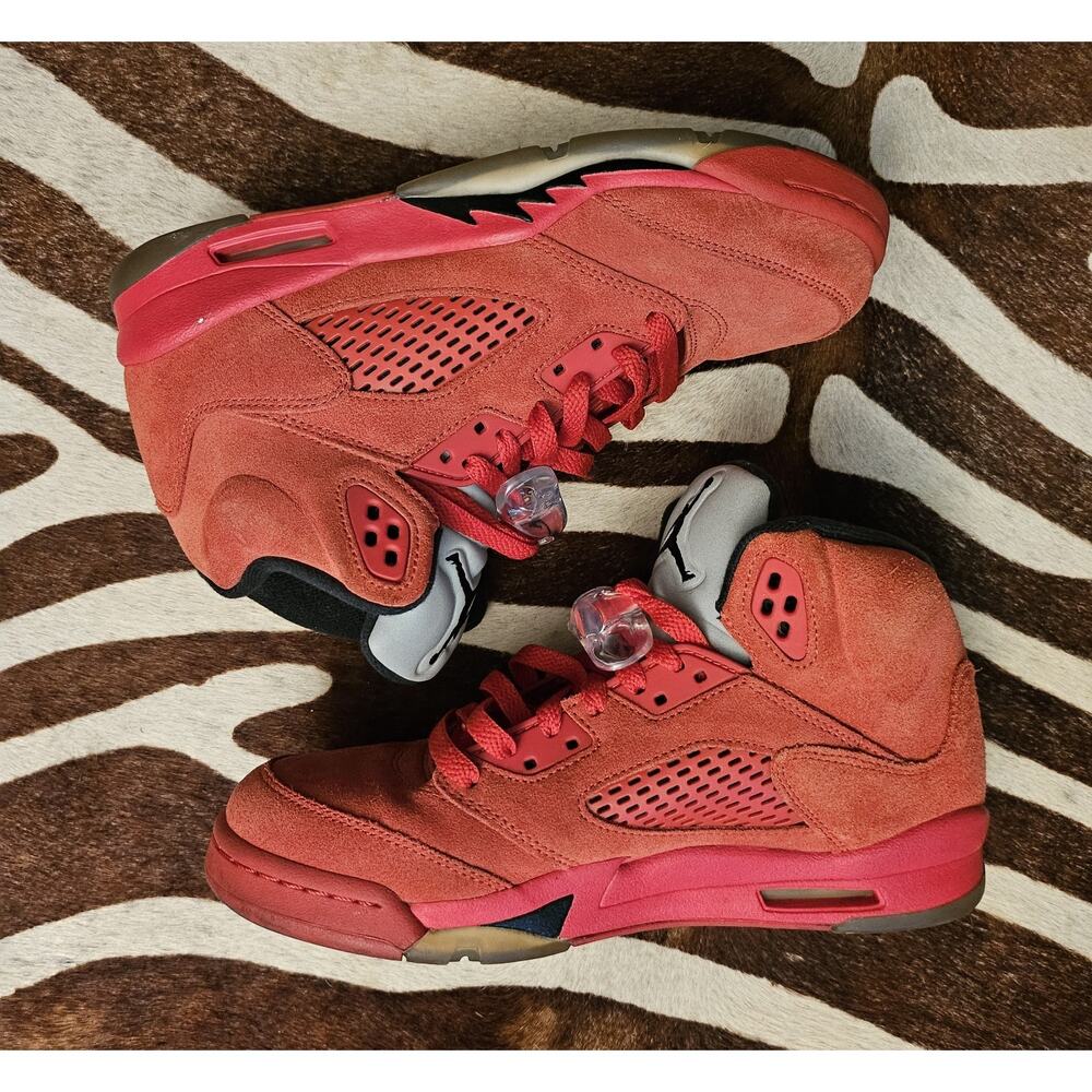 Nike Air Jordan 5 Retro Red Suede 2017 Youth Size 7Y - Picture 4 of 8